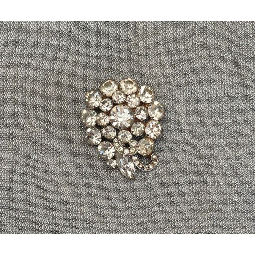 Vintage 50s Rhinestone Brooch 1950s Retro Glam Mid Century Elegant Fancy Pin